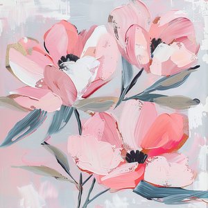Abstracto flores de nieve rosa para la decoración de la habitación de pared, impresiones artísticas en línea de F. Abderrahim