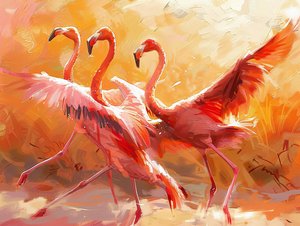 Pintura abstracta de flamencos bailando, impresiones en lienzo y decoración de habitaciones de pared