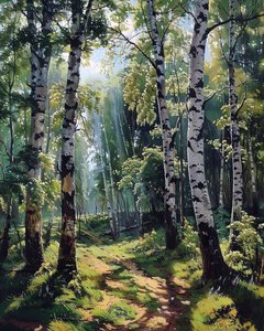 Paisaje con follaje vibrante, decoración mural moderna