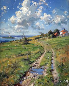 Paisaje panorámico de primavera en la Francia rural, Decoración de pared para habitación