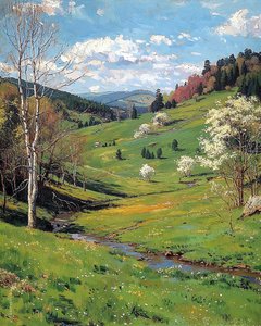 bellos paisajes, mesetas verdes en primavera, Decoración de pared que te encantará de F. Abderrahim