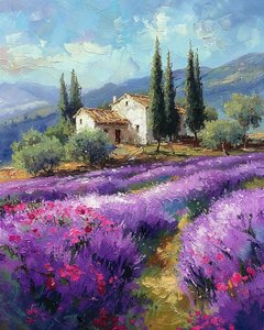 Campos de lavanda, Paisaje con vista panorámica, Decoración de pared en venta