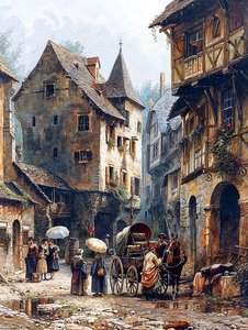 Callejuelas y casas medievales, decoración mural y lienzos de F. Abderrahim