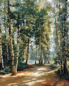 Camino sinuoso bosque verde, decoración de pared para salón de F. Abderrahim