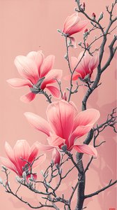 Pintura digital de flores rosas asiáticas póster para decoración de pared de dormitorio