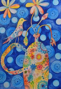 Pájaro en florero