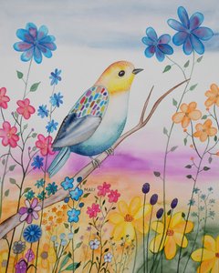 Pájaro moderno de Marys Watercolors
