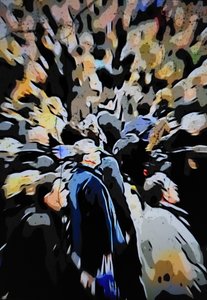 Multitud urbana difuminada de Mavet