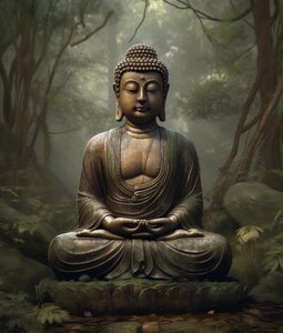 Una decoración budista espiritual, meditación pacífica, impresiones artísticas murales por encargo de F. Abderrahim