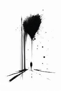 Arte conceptual abstracto en blanco y negro Silueta de la soledad, impresiones en lienzo de F. Abderrahim