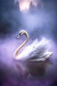 Cisne blanco con las alas desplegadas sobre una superficie de agua tranquila, pared Decoración para el hogar de F. Abderrahim