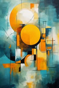 Cubismo y círculo Acuarela pintura multicolor, Arte de la pared Impresión bajo demanda de F. Abderrahim