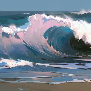 Ocean Beach Hermosas olas y el agua, decoración de la pared del hogar para el dormitorio de F. Abderrahim