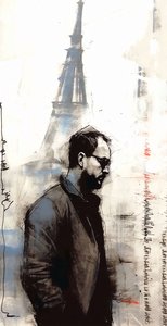 Pintura de un hombre caminando por París, Decoración de pared que te encantará, impresiones artísticas de F. Abderrahim