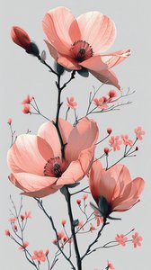 Rosa y Gris Line Sketch, floral Minimal pared Home Decor | print on demand
