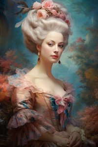 La Duquesa, Retratos Rococó Pinturas al Óleo Obras de Arte, Impresiones en lienzo grande de F. Abderrahim