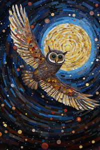 El búho volando por el cielo estrellado, impresiones en lienzo personalizadas online de F. Abderrahim