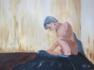 Desnudo semiacostado