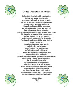 La herencia de Dios es el noble amor a todos los hombres de este mundo de Johanna Thier