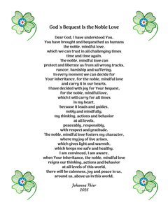 El legado de Dios es el amor noble a todos los humanos de este mundo de Johanna Thier