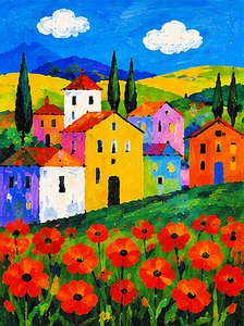 Flores de amapola en el país de los colores