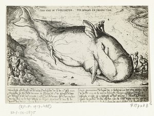 Impresión de la ballena varada cerca de Amberes, 2 de julio de 1577