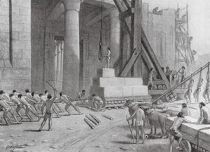 Artesanos fenicios construyendo un templo para Salomón (litografía) de A.C. Weatherstone