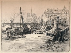 Notre-Dame y el Quai de Bethune, 1915 de AR Kempken