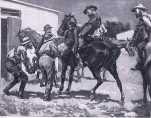 Intento de escape de Esaú, de Después de Pretoria: La Guerra de Guerrillas publicado por Harmsworth Bros Limited, 1901 de A. C. Ball
