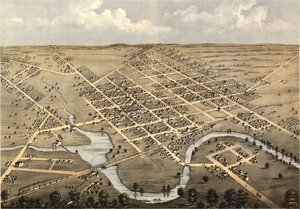 Vista aérea de Columbus, Columbia Co., Wisconsin 1868. LOC 73694538 de A.; Chicago Lithographing Co. Ruger