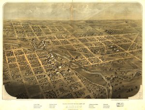 Vista aérea de la ciudad de Albion, condado de Calhoun, Michigan. LOC 73693419 de A.; Chicago Lithographing Co. Ruger