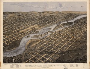 Minneapolis y San Antonio, Minnesota 1867. LOC 73693455 de A.; Chicago Lithographing Co. Ruger