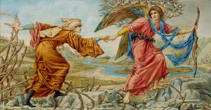 El Amor Guiando al Peregrino después de Sir E. C. Burne-Jones, 1894 de A. Corsi Lalli
