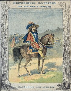 Caballería bajo Luis XIV - De una funda protectora para libros escolares, finales del siglo XIX - Caballería bajo Luis XIV - ilustración de A Demarle - Protege cuaderno histórico, finales del siglo XIX de A. Demarle