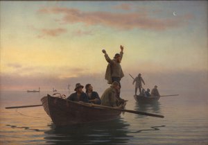 Pesca de pez aguja con red de deriva. Temprano en la mañana de A. Dorph
