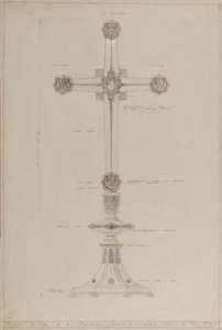 Altar mayor: cruz de oro y plata propuesta, 5 pies de altura de A. Edward Jones and Co.