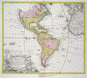 Mapa de las Américas, publicado por Homann, 1746