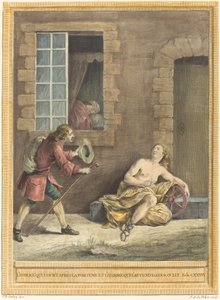 El Hombre que Persigue la Fortuna y el Hombre que la Espera en su Cama de A. J. de Fehrt after Jean Baptiste Oudry