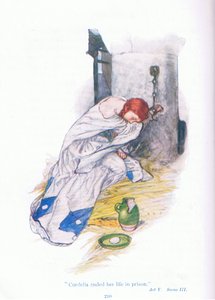 Cordelia terminó su vida en prisión (El Rey Lear), de Cuentos de Shakespeare pub. por Ward Lock & Co Ltd