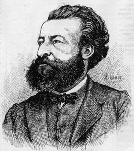 Retrato de Ulrich de Fonvielle (1833-1911), periodista y literato francés - Grabado por Lemot de 1870