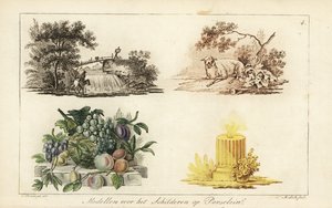 Patrones para pintar en porcelana: paisajes, frutas, velas de A. Lutz