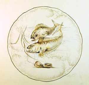 Diseño de Wedgwood para un plato, c.1880 (acuarela sobre papel) de A. Proudlove