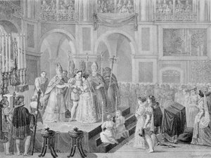 El Matrimonio de Enrique III (1553-1610) y Margarita de Francia (1553-1615) en 1572, 1832 de A. Regnier