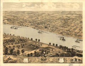 Vista de pájaro de Jefferson City, la capital de Missouri 1869. LOC 73693479