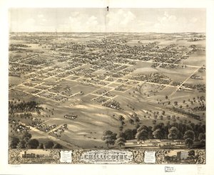 Vista de pájaro de la ciudad de Chillicothe, Livingston Co., Missouri 1869. LOC 73693472 de A. Ruger