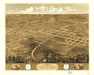 Vista aérea de la ciudad de Independence, condado de Jackson, Misuri 1868. LOC 73693478 de A. Ruger