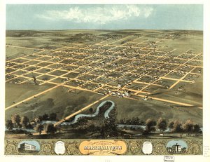 Vista aérea de la ciudad de Marshalltown, Marshall Co., Iowa 1868. LOC 73693402 de A. Ruger