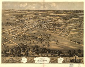 Vista de pájaro de la ciudad de México, Audrian Co., Missouri 1869. LOC 73693484