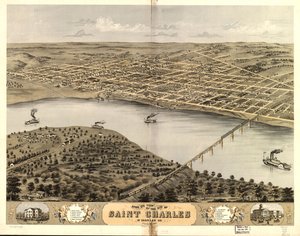 Vista de pájaro de la ciudad de Saint Charles, St. Charles Co., Missouri 1869. LOC 73693488 de A. Ruger