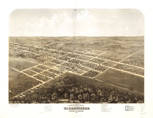 Vista aérea de la ciudad de Warrensburg, condado de Johnson, Misuri 1869. LOC 73693492 de A. Ruger